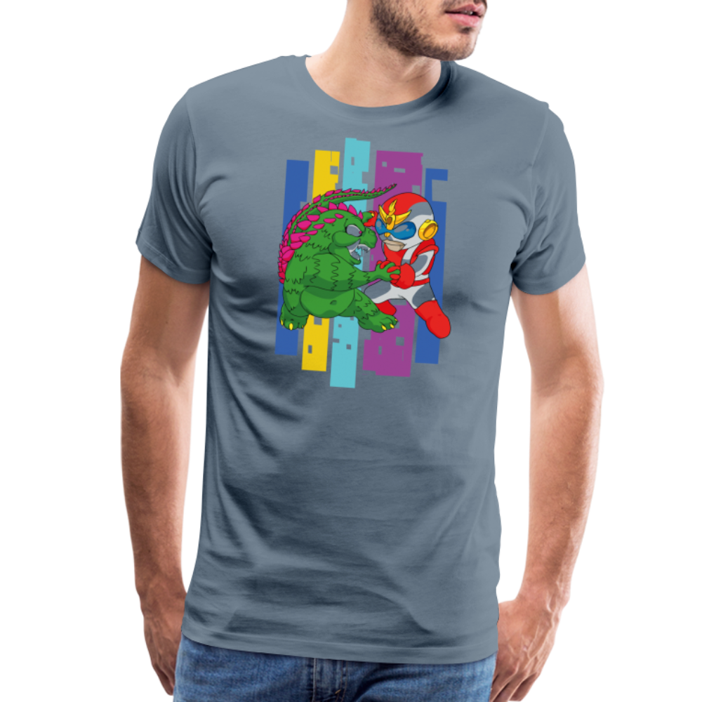 GODZILLA vs KING KONG 4 Men's Premium T-Shirt - steel blue