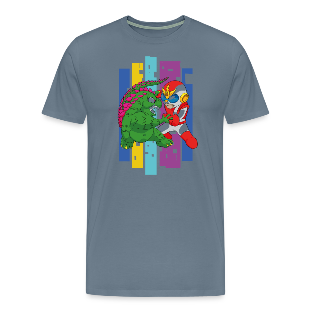 GODZILLA vs KING KONG 4 Men's Premium T-Shirt - steel blue