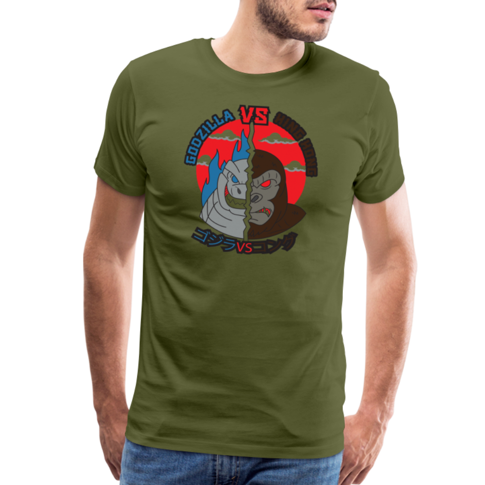 GODZILLA vs KING KONG 1 Men's Premium T-Shirt - olive green