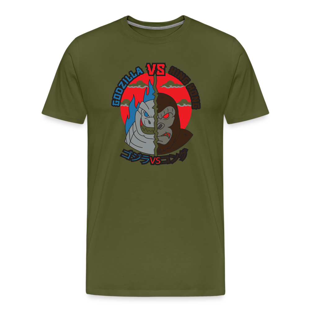 GODZILLA vs KING KONG 1 Men's Premium T-Shirt - olive green