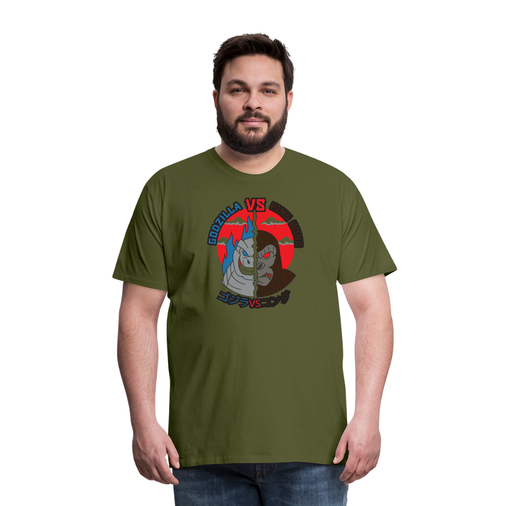 GODZILLA vs KING KONG 1 Men's Premium T-Shirt - olive green